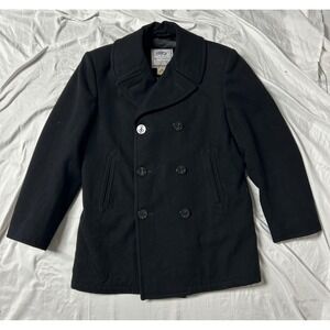 DSCP Quarterdeck Collection US Navy Peacoat Black Wool Jacket Mens 40R MidLength